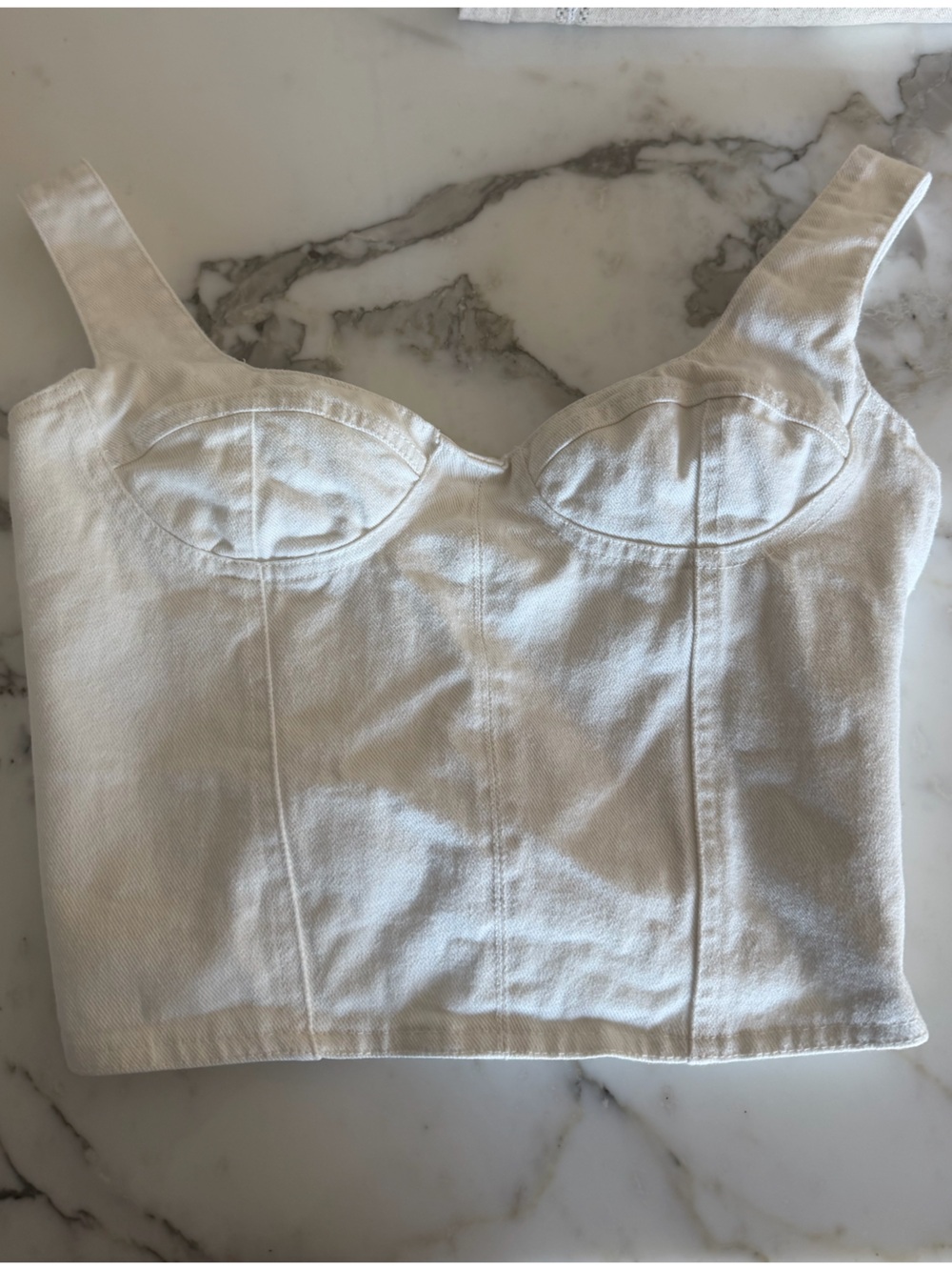 Aqua White Lace-Up Crop Tank Top XS
